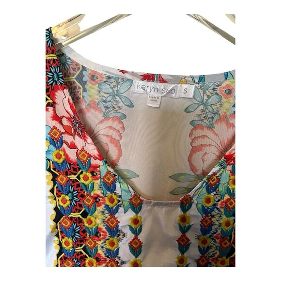 N24 Karyn Seo Embroidered Floral Tunic Blouse Sz S - Picture 2 of 6